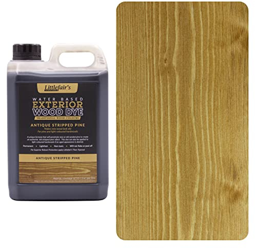 Littlefair's Wood Stain Water Based - 2.5ltr - Outdoor Furniture Wood Dye - Light & Dark Finishes - Non Toxic & Eco Friendly Formula - Exterior Wood Stain for Crafts - Colour: Antique Stripped Pine