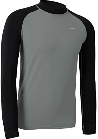 H.MILES Kortärmad rashguard för män, baslager för simning, snorkling, surfing, toppar, t-shirt för dykning och strand, UPF 50+ skydd mot solen