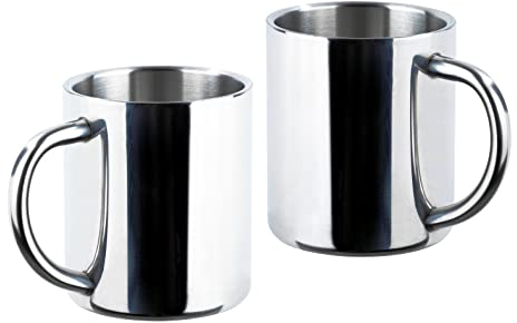 Vasos térmicos de acero inoxidable de doble pared – Juego de 2 vasos térmicos con capacidad aprox. 200 ml – Taza de camping taza de café, taza aislada, apta para lavavajillas