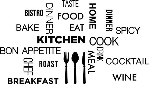 Gesar Adesivo da Parete - Adesivi Murali Scritte - Frasi Adesivi da Parete Cucina - Cibo Decorazione Murale Camerette - Sala da Pranzo Soggiorno