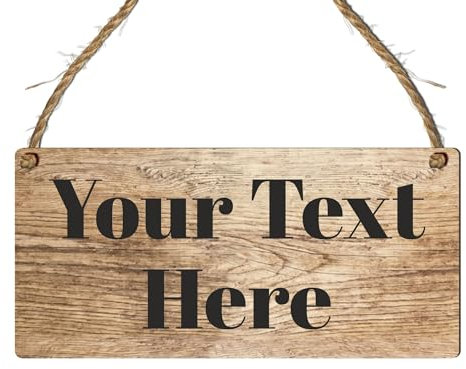 Personalised Hanging House Sign - Gift for Christmas, Anniversary, Wedding, Birthday, Father's Day - Custom Couple Garden Sign - 10 Designs (Mdf Wood Indoor Use Only 19cm x 9cm, Brown)