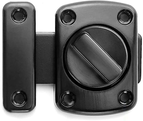 ZiYuya Bathroom Toilet Door Lock Latch, Rotate Bolt Gate Latch Sliding Door Lock, Bar Barn Door Latch for Wine Cabinet Closet Window Swivel Lock Door Lock Latch (Black)