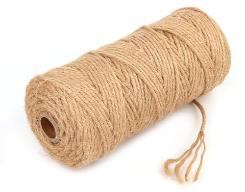 LWMTT Jute-Schnur,Natürliche Braun Juteschnur Reissfest,100M Paketschnur, 3mm Juteschnur,Naturfaser Verpackung für DIY Handwerk Bastelschnur,Dekokordel,Paketschnur,Floristik Dekoration