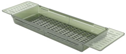 Badewannenablage, Badewannenablage, Abfluss, Verhindert Verrutschen, Ausziehbar, Stark Belastbar, für Badezimmer (Durchscheinendes Grün)