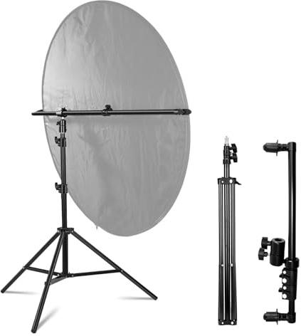 YUOCU Brazo de soporte reflector extensible con soporte de luz de trípode de 2 m, soporte reflector giratorio de 360° para estudio de retrato de productos, fotografía al aire libre de 25.5 a 47.2