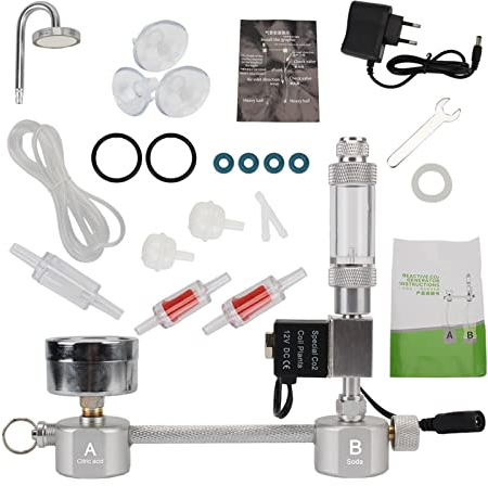 Medidor regulador de CO2 Acuario DIY CO2 Kit de sistema generador CO2 Difusor del contador de burbujas generador con válvula solenoide for el crecimiento de las plantas acuáticas para cerveza de barri