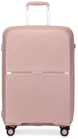 British Traveller Hartschale Koffer Trolley PP Handgepäck Reisekoffer Klein 40 Liter mit 4 Spinnerräder Rollkoffer TSA-Schloß Teleskopgriff Suitcase(Rosa)