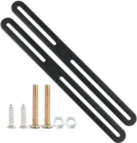 Connecteurs Plats Réglables, 2 PCS Connecteurs Métalliques, Support pour Boîte au Lettre, Raccords Bois en Plaque de Connexion avec Fente Longue, Plaques de Réparation en Métal pour Bois Meubles, Noir