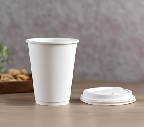 Vasos De Papel Ecológicos Compostables Biodegradables Desechables, Apto para bebidas calientes y frías, agua, café (7oz - 200 ml)