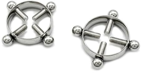 Round Non-Piercing Nipple Rings, Metal Nipple Clamps,Stainless Steel Fake Nipple Rings,Adjustable Non-Piercing Nipple Clamp Breast Clips, for Ladies Own Use and Flirting with Couples(Silvery)