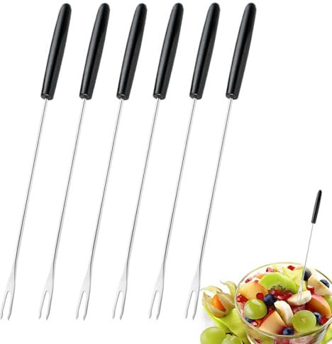GHPKOTW 6X Fourchettes À Fondue En Acier Inoxydable 430 - Couverts À Fondue Avec 6 Couleurs - Brochettes À Fondue Avec Manche En Plastique - Lavable Au Lave-Vaisselle (Manche En Plastique)