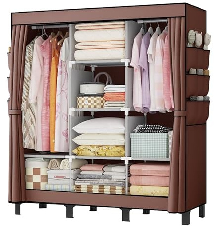 lishbie Armoire portable, armoire de chambre, boîte de rangement pour vêtements, armoire à vêtements simple à suspendre, convient pour les chambres, dortoirs et maisons de location. 129,5 x 45 x 172
