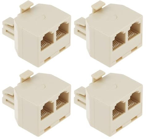 Skapa idé 4 st RJ12 telefondelaradapter 6P6C 1 hane till 2 hona telefonlinjedelare för fast faxmaskin