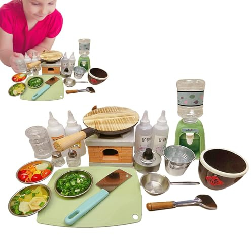 Mini juego de juguetes de cocina, juego de rol, juguetes educativos, olla para asar, herramientas de cocina para alimentos, incluye mini placa de cocina, para niños