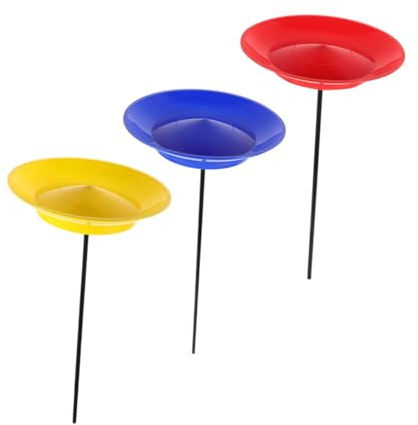 MUSISALY Ensemble de Jonglage 3 Pièces Assiettes de Jonglage Rouge Bleu Jaune avec Bâtons de Jongleur Léger pour Jeux D'adresse Spectacles Clown Entraînement Coordination Sensorielle