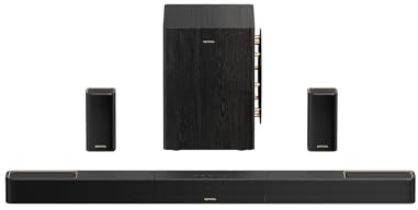 ULTIMEA Barra de Sonido Envolvente Inalámbrico 5.1.4 ch con Dolby Atmos para TV, Sistema de Sonido con subwoofer inalámbrico 8, 2 Altavoces Traseros, Amplificador GAN, 4K HDR, HDMI eARC, Skywave X50
