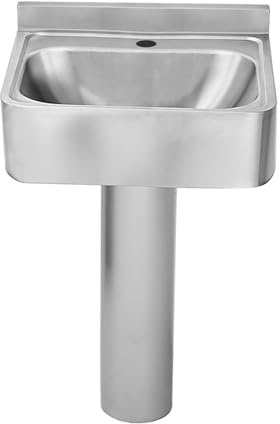 DLAZUM Lavabo de Pedestal, Lavabo de Pedestal para baño, Lavabo de Pedestal de Acero Inoxidable Cepillado, Lavabo de Pedestal de pie con Kit de desagüe, Apto para balcón exteri