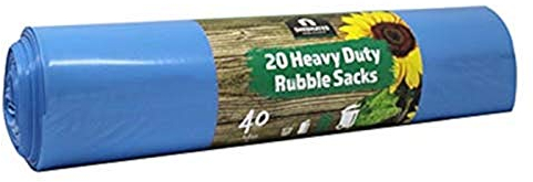 Shedmates BBRS1 40 Litre Ultra Strong Garden Waste Rubbish Rubble Sacks Blue (1 x 20 Bags)