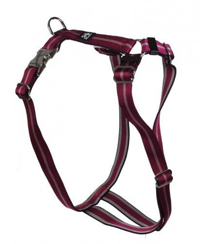 Feltmann Premium Hundegeschirr mit Alu-Max®, Soft- Nylonband, 50-65cm, 20mm, Streifen Pflaume