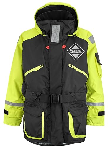 FLADEN RESCUE SYSTEM - Black and Yellow SCANDIA Flotation Jacket - Marine Buoyancy and Thermal Protection - EN 393 Certified (UK, Alpha, XL, XXL, Regular, Regular)