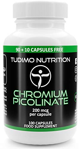 Chrom Picolinat Kapseln Hochdosiert 200 mcg - 100 Stück (3+ Monatsvorrat) an Schnell Auflösende Chrome Tabletten, mit je 200µg an Hochwertigem Chromium Picolinate Pulver