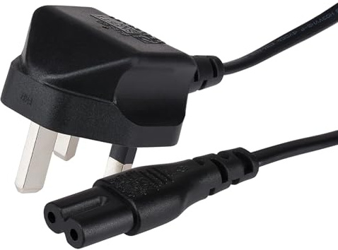 Maplin Power Lead IEC C7 Fig 8 2 Pin Plug to UK 3 Pin Mains Plug 10 Amp Fuse, 2m Cable