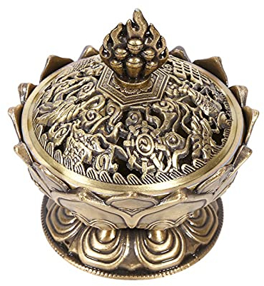Bruciatore di incenso Vintage con Fumo a riflusso, Porta incenso Cono di Loto 6,9 x 7 cm, Decorazioni per la casa con Ornamento per aromaterapia, Bronzo/Bronzo Rosso (Opzionale)(Bronzo Piccolo)