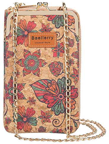 aolaso Kork Handytasche zum Umhängen Damen, Kleine Schultertasche Handytasche zum Umhängen mit Kartenfächer Crossbody für Handy (Rot)