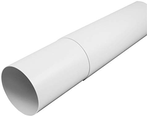 Ø 125mm, 300-500mm Length White Plastic Round Telescopic Pipe - Duct Ventilation Extractor Fan
