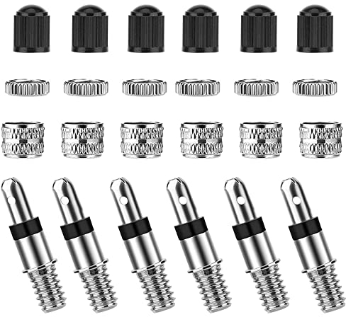 24-Teile Fahrradventil Blitzventil Ersatz Fahrrad Adapter Fahrradventil Dunlop Ventil-Einsatz mit Dichtung Ventil-Mutter Ventil-Kappe Überwurfmutter für Ersatzteile Rad Trekking City-Bike