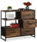 Relaxdays Kommode Industrial, HBT: 71,5 x 84 x 32,5 cm, Stoff, Metall, Holzoptik, 4 Schubladen, Sideboard, braun/schwarz