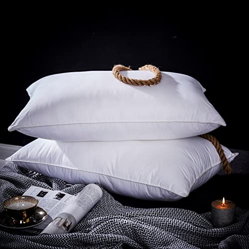 2pk Pair Pillow GOOSE Feather Down Continental TC600 Hypoallergenic White Cushions Square Insert Luxury Deluxe Best Hotel Quality Super Soft Warm & Cosy Anti Allergy Computer Self-fabric