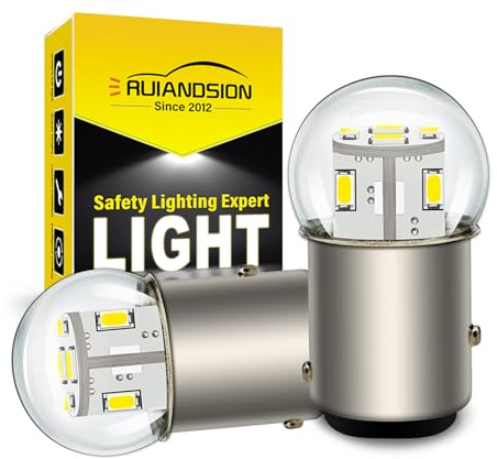 Ruiandsion 2 piezas Bombillas LED 1157 6V BAY15D 2057 2357 7528 Blancas 3014 12SMD Chips LED Luces traseras LED de repuesto para intermitentes de freno