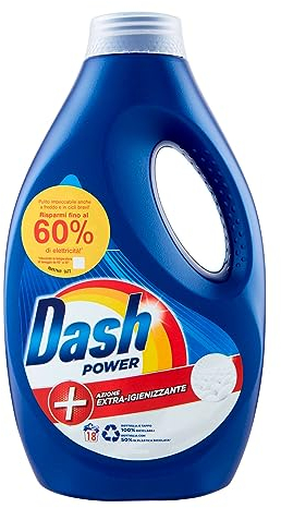 Dash Detersivo Lavatrice Liquido Power Igienizzante 18 Lavaggi, 900ml