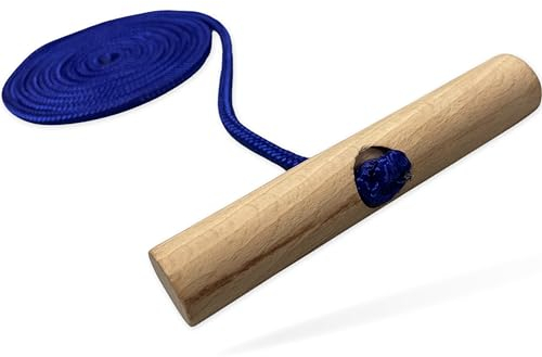 Explorer Colint Holz Leine für Schlitten universal 150cm mit FSC Holzgriff für Kinder und Erwachsene für Davos und Hörner Vollholz Schlittenleine in Blau