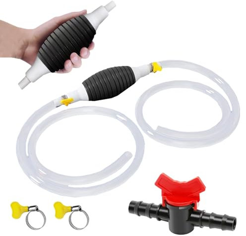 3M 9.9ft Fuel Syphon Pump, Hand Liquid Transfer Pump, Portable Manual Car Siphon for Petrol, Water, Fish Tank, Solvent