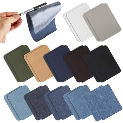 24 Pièces Patches à Repasser, 9.5x 12.5cm,Patchs Thermocollants Jeans,Multicolore Denim Patch à Repasser,Patchs de Réparation,pour DIY Personnalisé Decoration Broderie