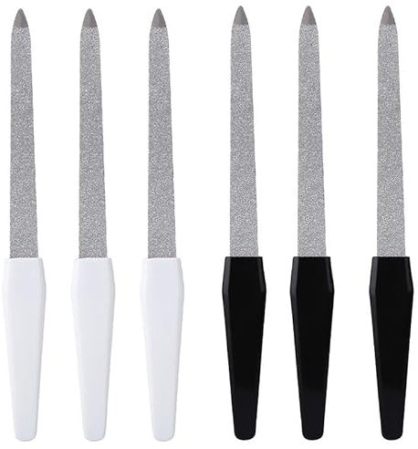 Set 6 Lima per Unghie, Lima per Unghie Professionale, Lime per unghie a doppia faccia, Tampone Unghie Metallo con Manico Lungo per Cura Unghie Manicure Pedicure, Adatto per Uso in Salone e a Casa