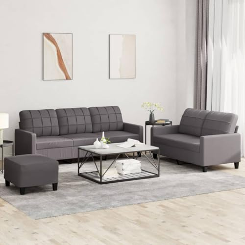 Gecheer Set di Divani 3 pz con Cuscini Grigio in Similpelle
