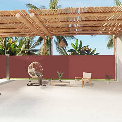 Xichuzi Seitenmarkise Ausziehbar, Windschutz Terrasse, Balkon Windschutz, Balkon Sichtschutz, Sichtschutz Zaun, Sichtschutzzaun, Markise Balkon, Sichtschutzwand, Braun 180x1200 cm