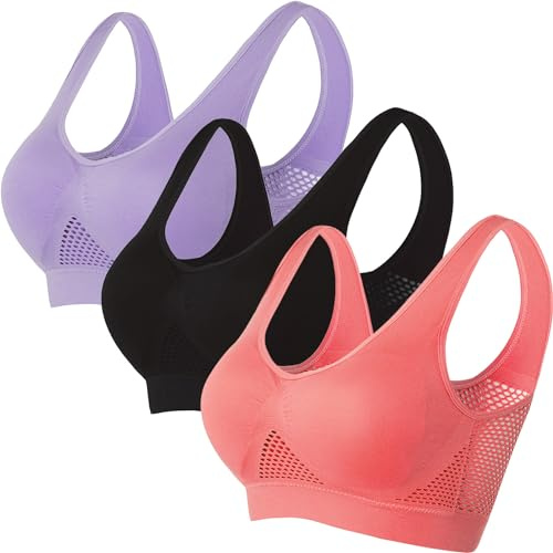 2025 Brassière Sport Femme Lot de 1/3/5 Soutiens-Gorge de Sport Yoga pour Femme - Soutien Moyen - Coussinets Amovibles Fitness Pas Cher Grande Taille Brassière Push Up pour Quotidien Yoga