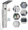 HARNART LED Duschpaneel mit Armatur,4 Funktionen Duschpaneel mit LED Temperaturanzeige,Massagedusche und Wasserfall Dusche,Duschsäule aus Edelstahl 304, Geburstet-6001
