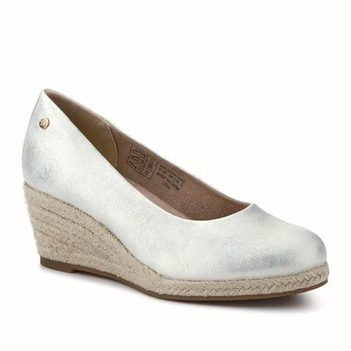 Pavers Wedged Memory Foam Espadrilles - Soft Gold Size 4