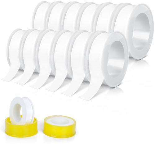 AiQInu Lot de 12 Rouleaux de ruban D'étanchéité-en-Téflon,15mm x 15m Industriel PTFE Ruban de Plombier Pour Tuyaux Blanc
