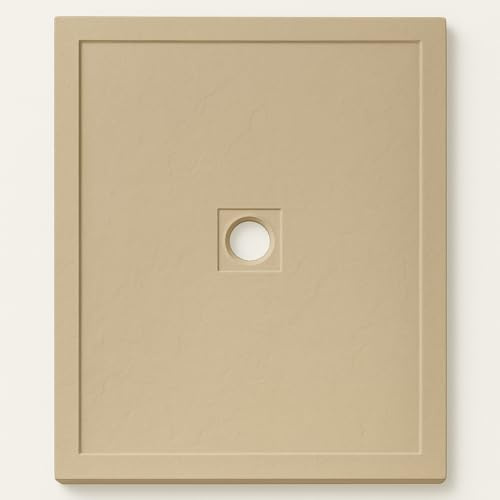 FORTUNATO Piatto Doccia in Cemento Effetto Pietra, 80x100 cm, Spessore 4,8 cm, Antiscivolo, Idrorepellente, per Interni e Esterni (Beige)