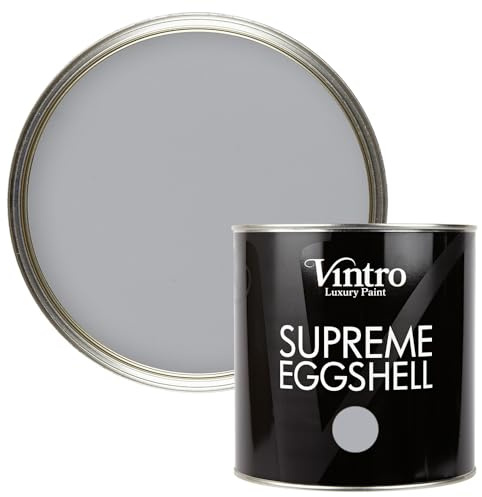 Vintro Paint | Eggshell Paint | for Walls | Wood | Trim | Satin Furniture Paint | Interior & Exterior Use. (Light Grey - Lincoln Grey, 2.5 Litres)
