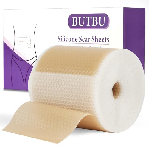 BUTBU Silikonplåster för ärr, 4 x 200 cm silikonskrapa, silikonplåster för ärr, för ärr orsakade av kejsarsnitt, kirurgi, brännskador, keloider, akne och mer