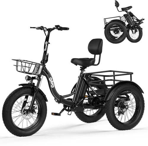 Qlife Triker Plus Electric Trike for Adults, Peak 1200W Motor Floding Trike Ebike, 624Wh E-Bike, 20MPH 65 Miles Electric Tricycle for Adults, 20x4.0 Fat Tire E-Bike, Foldable 3 Wheel for Adults