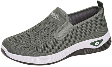 Scarpe da passeggio da donna con ammortizzazione, eleganti slip on sneaker, stretch, per il tempo libero, leggere, invernali, comode da palestra, senza lacci, da jogging, verde, 41 EU