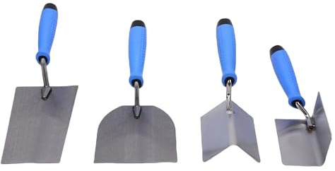 Jiawu 5 Piece Drywall Trowel Set, Rustproof Stainless Steel Blades Multiple Angle Corner Trowel, Bricklaying with Storage Bag for Plasterboard and Concrete